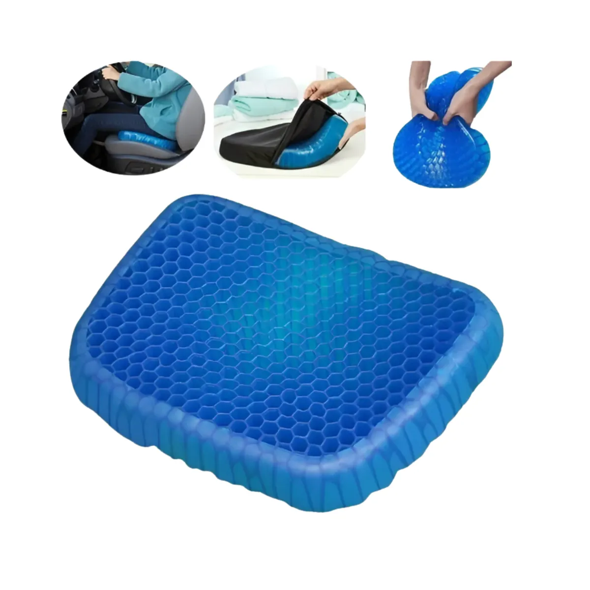 GENERICO - Cojín de Gel Terapéutico Ergonómico con Diseño de Panal y Funda Lavable.