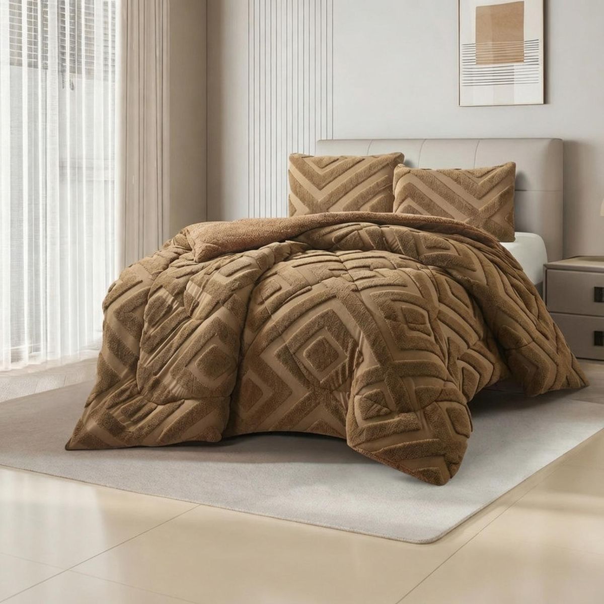 GENERICO - Cobertor de Inverno King Jacquerd Cutting Con Chiporro - Multicolor - King