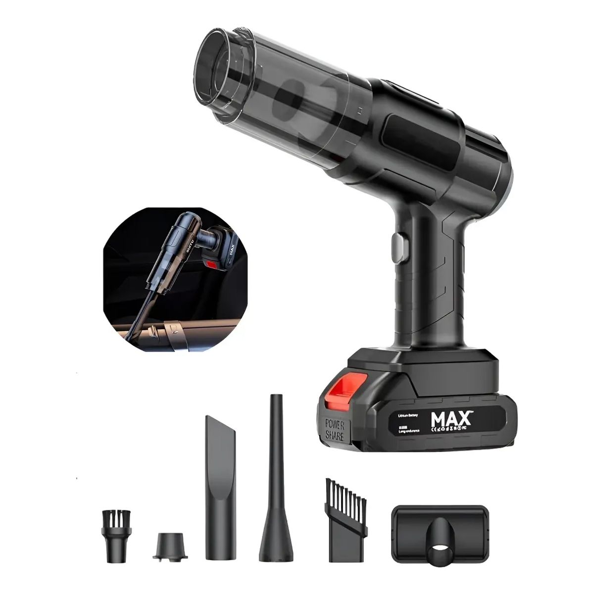 IRM - Aspiradora Y Sopladora Negra De Mano Portatil Inalambrica Recargable Usb FIGOIMPORT