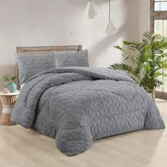 GENERICO - Cobertor Texturizado Trenzado De Invierno 2 Plaza + 2 Fundas - Multicolor - 2 Plazas