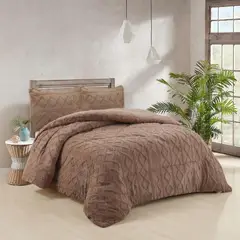 GENERICO - Cobertor Texturizado Trenzado De Invierno 2 Plaza + 2 Fundas - Multicolor - 2 Plazas