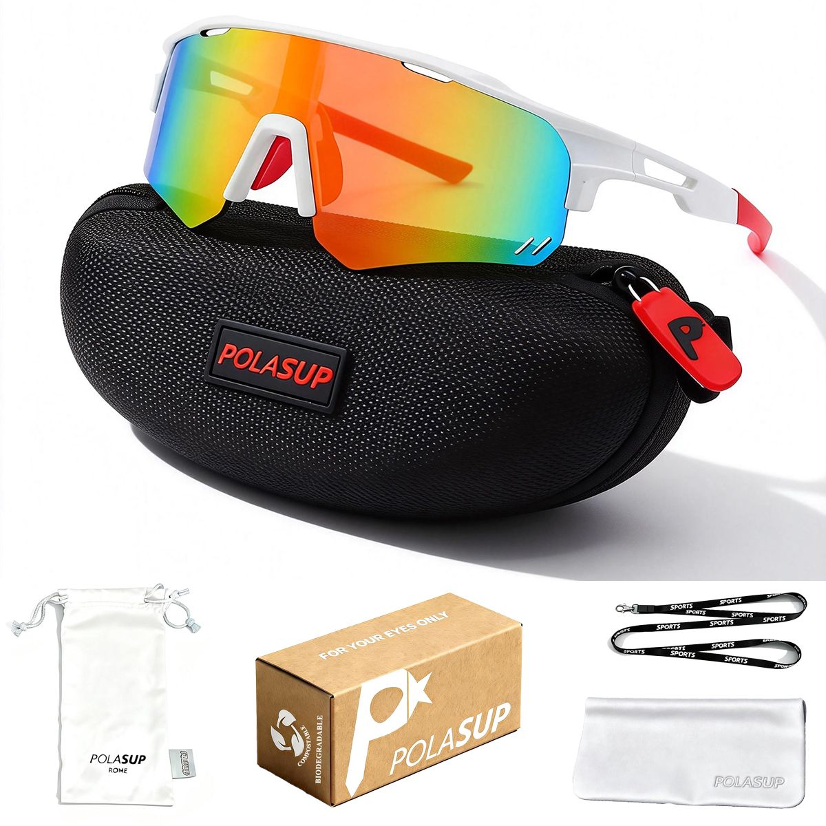 POLASUP - POLASUP Lentes Sol Deportivos UV400 Unisex corre ciclismo pesca golf maraton mujer hombre bicicleta