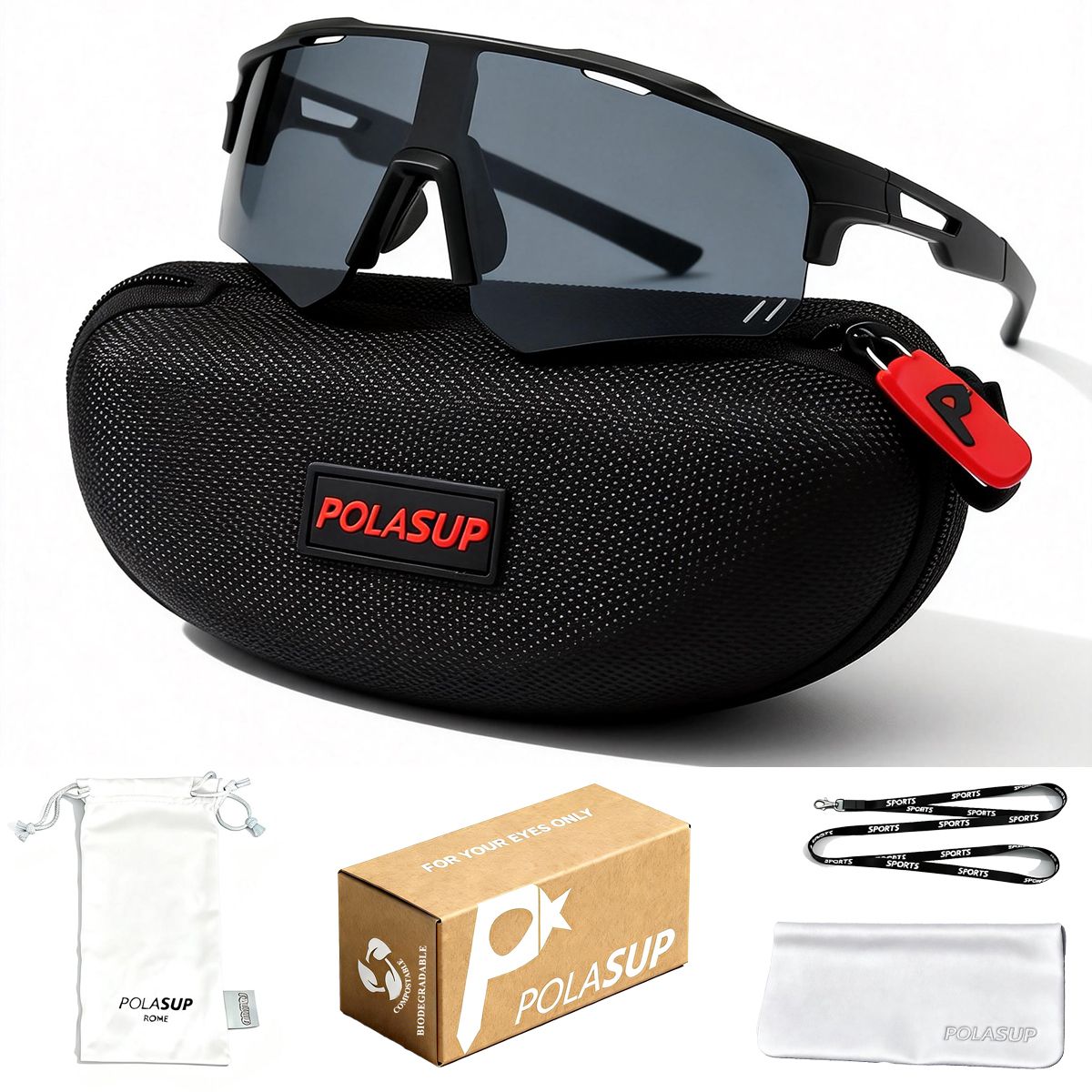 POLASUP - POLASUP Lentes Sol Deportivos UV400 Unisex corre ciclismo pesca golf maraton mujer hombre bicicleta
