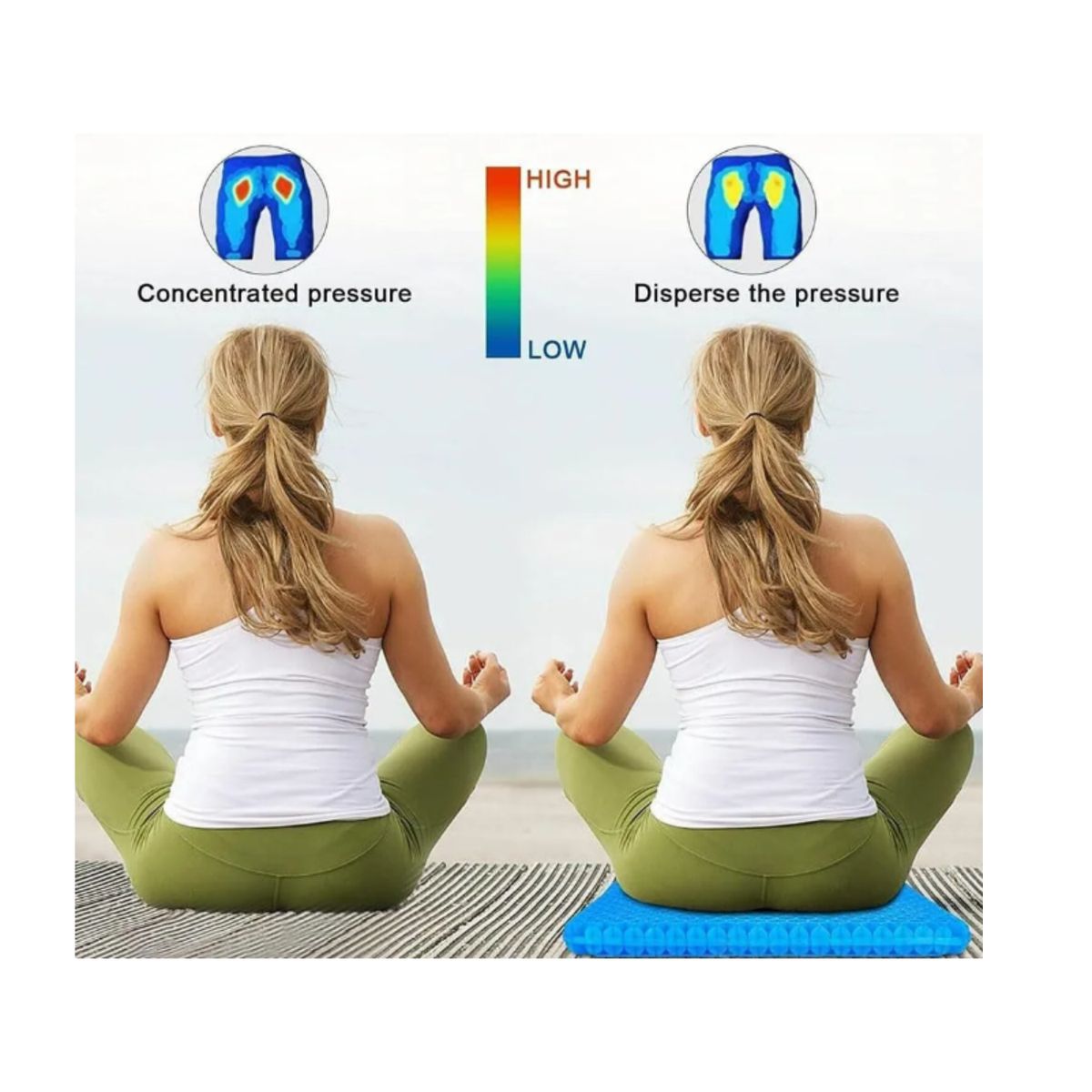 GENERICO - Cojín de Gel Terapéutico Ergonómico con Diseño de Panal y Funda Lavable