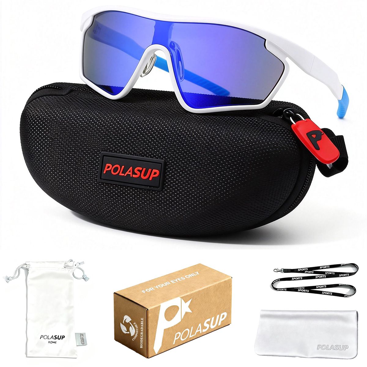 POLASUP - POLASUP Lentes Sol Deportivos UV400 Unisex corre ciclismo pesca golf maraton mujer hombre bicicleta