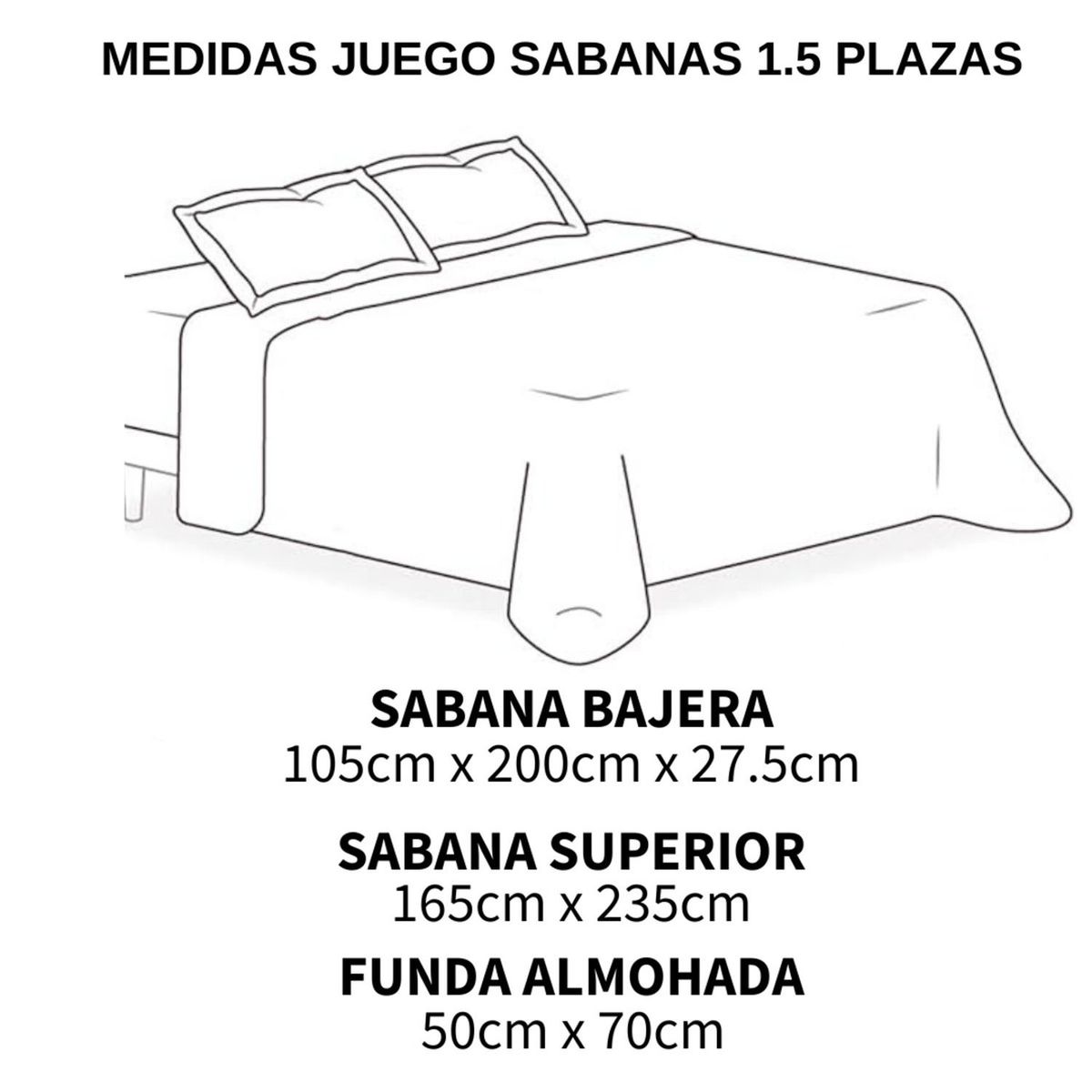 GENERICO - Juego De Sabanas De 200 Hilos Cama 1.5 Plazas + 1 Funda - Blanco - 1,5 Plazas
