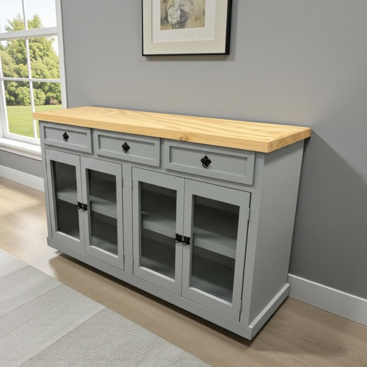 GENERICO - BUFFET RUSTICO DE MADERA LACADO MGR MUEBLES