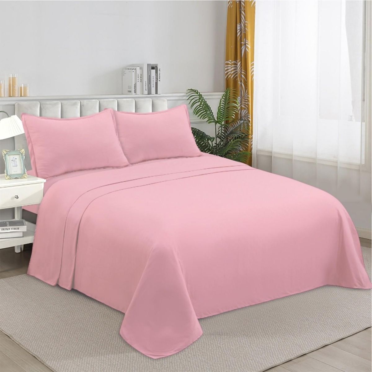 GENERICO - Juego De Sabanas De 200 Hilos Cama King + 2 Fundas - Rosa - King