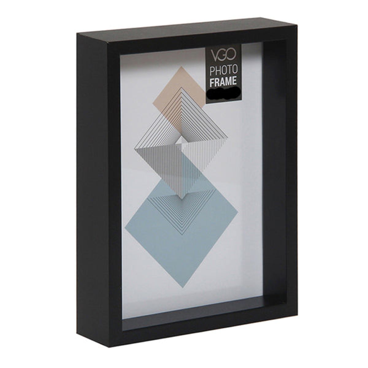 VGO - Marco madera box con profundidad Negro 15x21 cm Negro