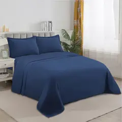 GENERICO - Juego De Sabanas King 144 Hilos Mas 2 Fundas 2.5 Plazas Lila - Azul oscuro - King