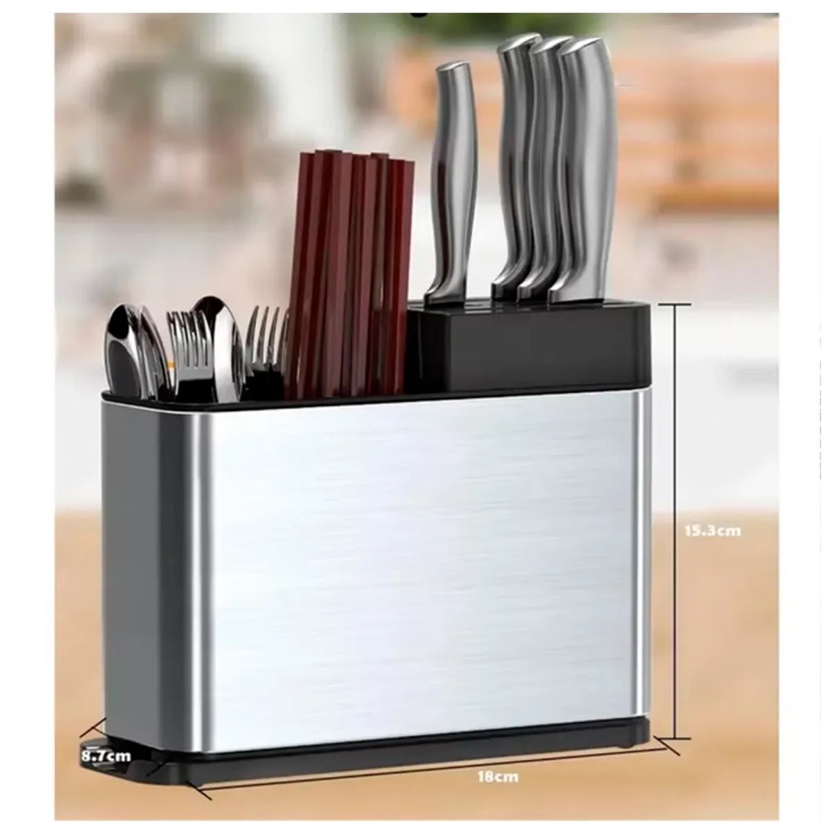 IRM - Organizador de Cuchillos Escurridor Utensilios & Cubiertos Acero Inoxidable Plateado