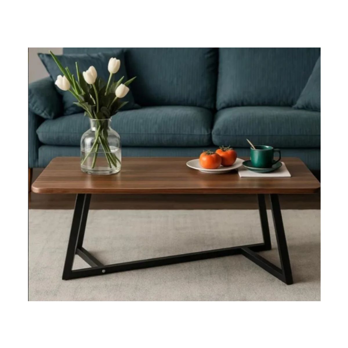 GENERICO - Mesa de Centro de Estilo Contemporáneo con Bordes Curvos y Estructura Reforzada