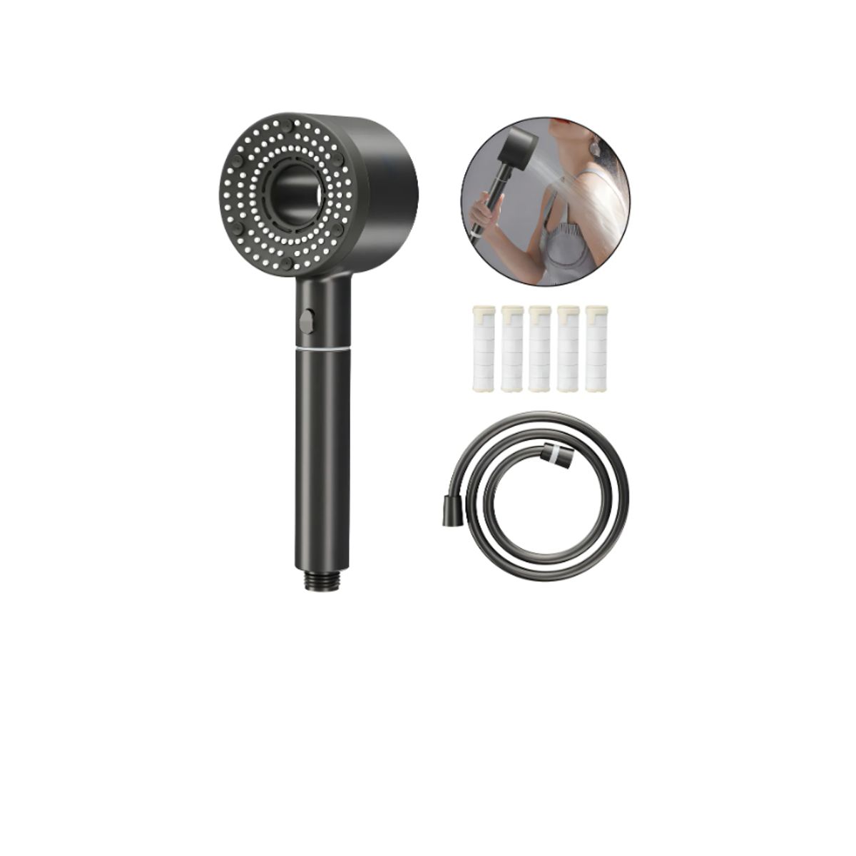 GENERICO - Regadera Mano Alta Presión 5 Modos con Filtro Antical