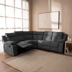 DANIELS - Sofá Seccional Reclinable Living 5 Cuerpos Microfibra Arizona Gris