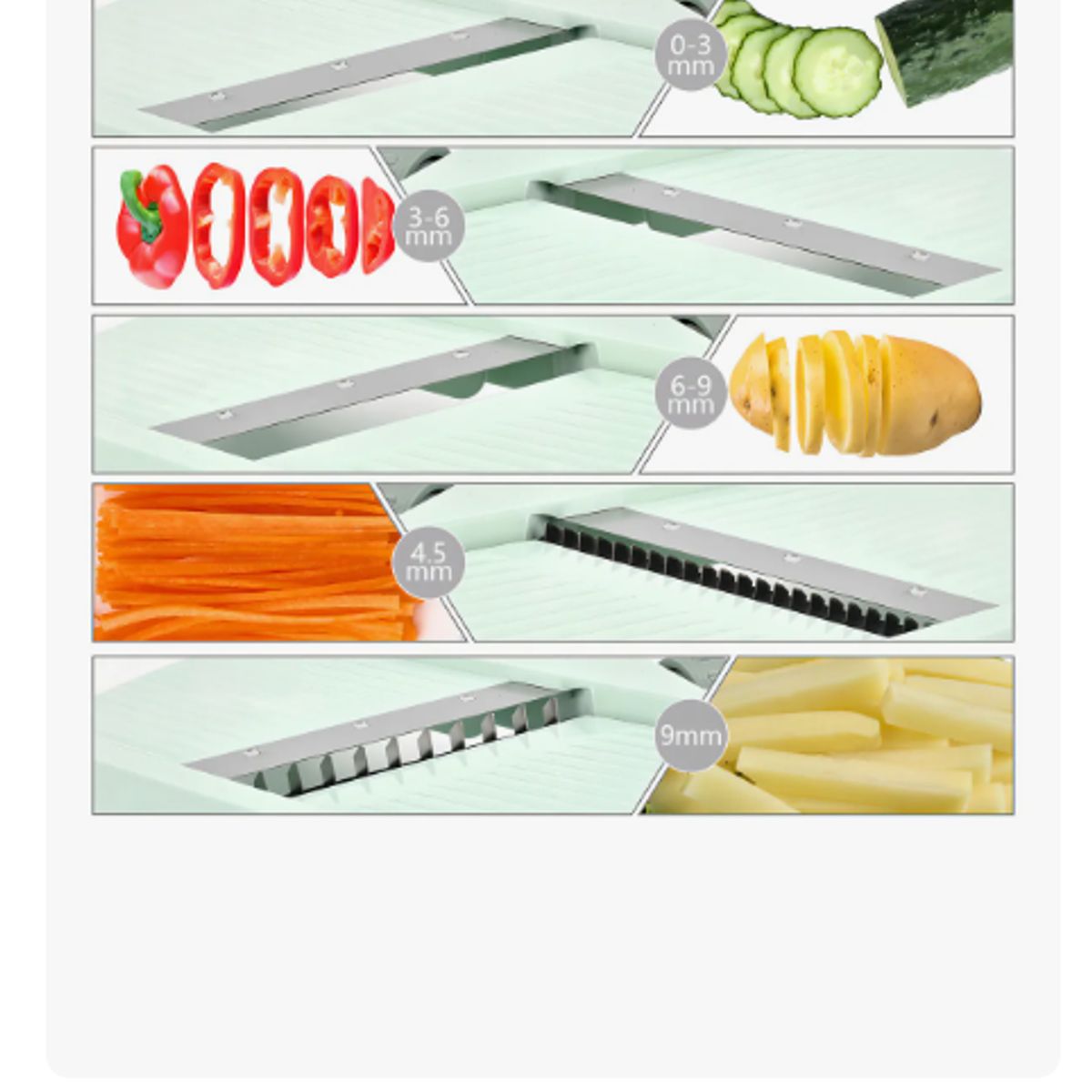 GENERICO - Cortadora de mandolina para cocina, de acero inoxidable profesional con cuchillas ultra afiladas