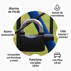 MOVI - Candado Antirrobo con Alarma Anti Robo De 110db Para Mayor Seguridad