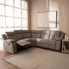 DANIELS - Sofá Seccional Reclinable Living 5 Cuerpos Microfibra Arizona Beige