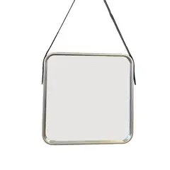 VGO - Espejo decorativo para colgar cuadrado con correa 40 CM