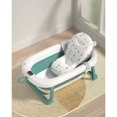 GENERICO - TINA BEBE BAÑERA PLEGABLE CON TERMOMETRO Y COJÍN VERDE