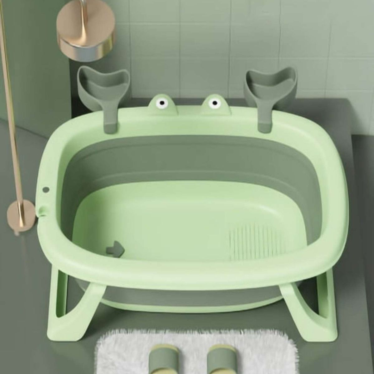 GENERICO - BAÑERA BEBE TINA PLEGABLE CANGREJO VERDE