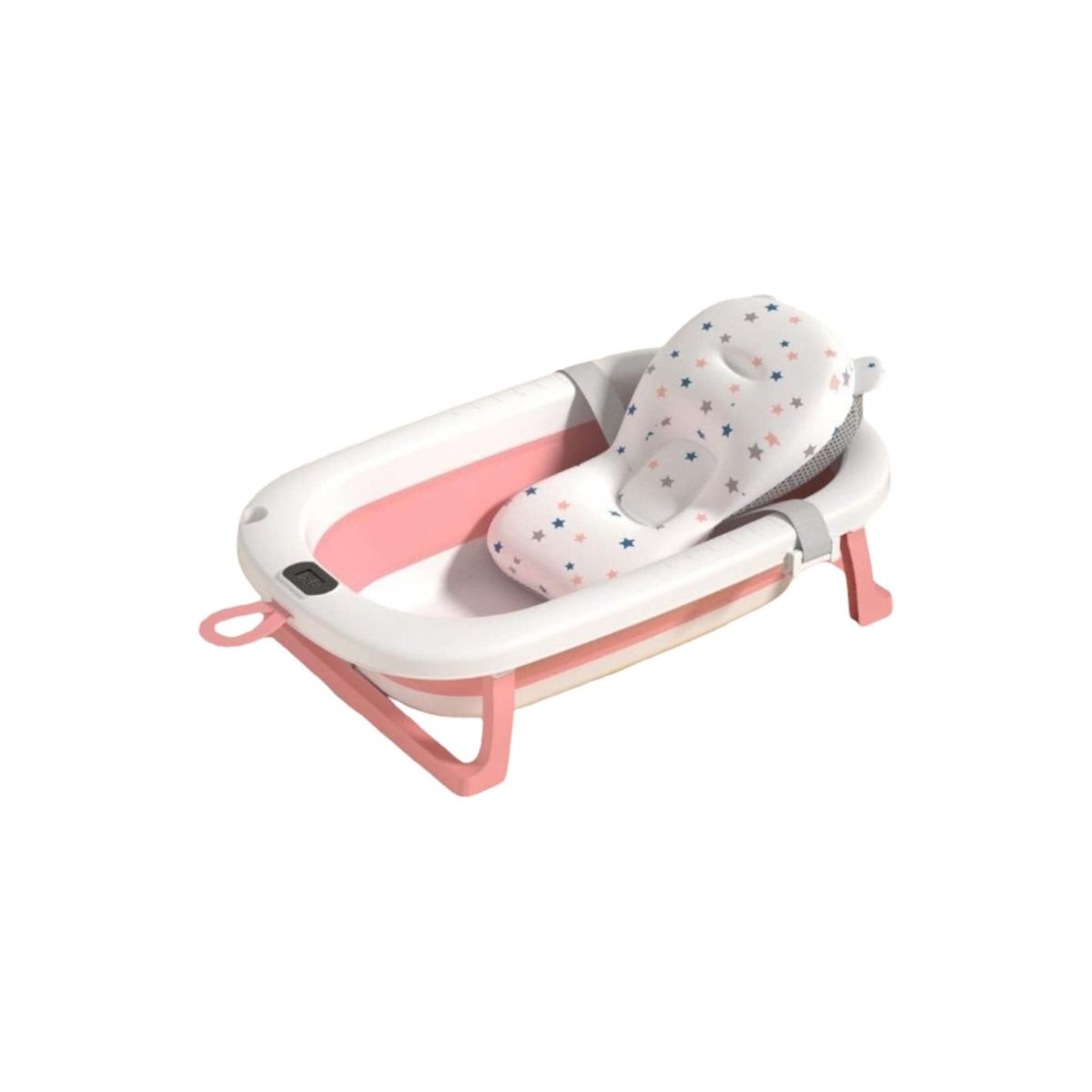 GENERICO - BAÑERA BEBE TINA PLEGABLE CON TERMOMETRO Y COJÍN ROSA