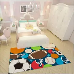 GENERICO - Alfombra Lisa Juvenil Infantil Diseño Deportes y Balones 120x170CM