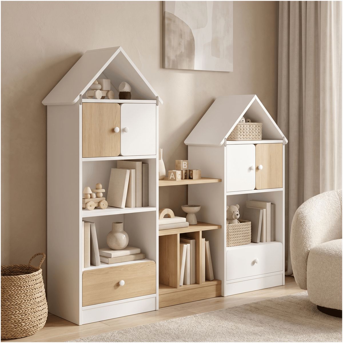 HOMER DESIGN - Librero Biblioteca Infantil Organizador Multiuso 123x24x127