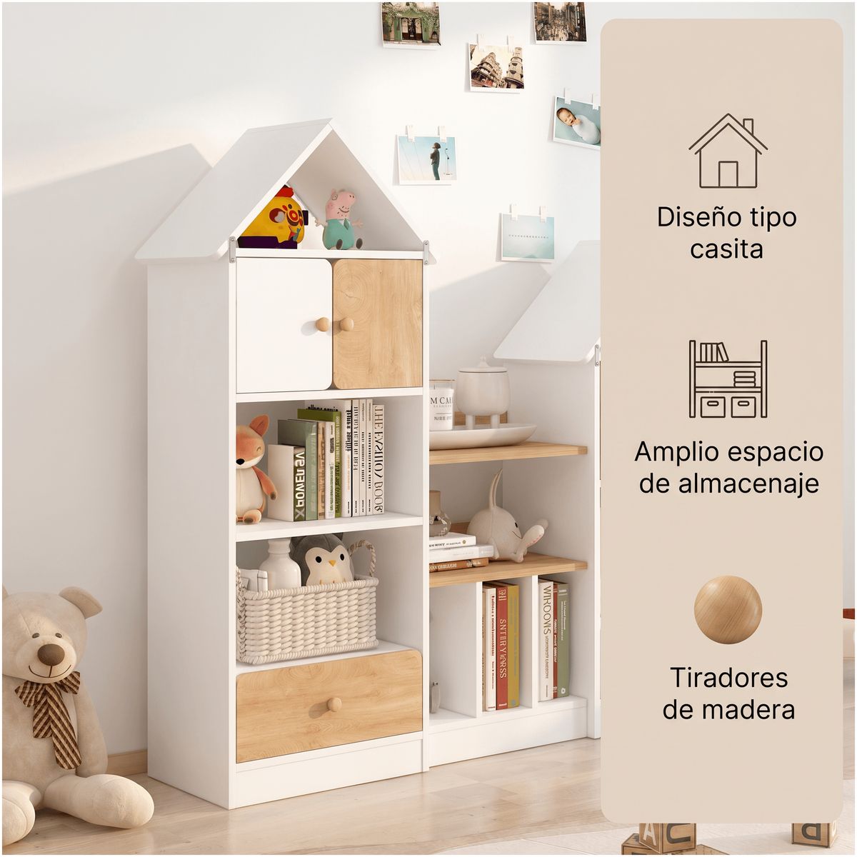 HOMER DESIGN - Librero Biblioteca Infantil Organizador Multiuso 123x24x127