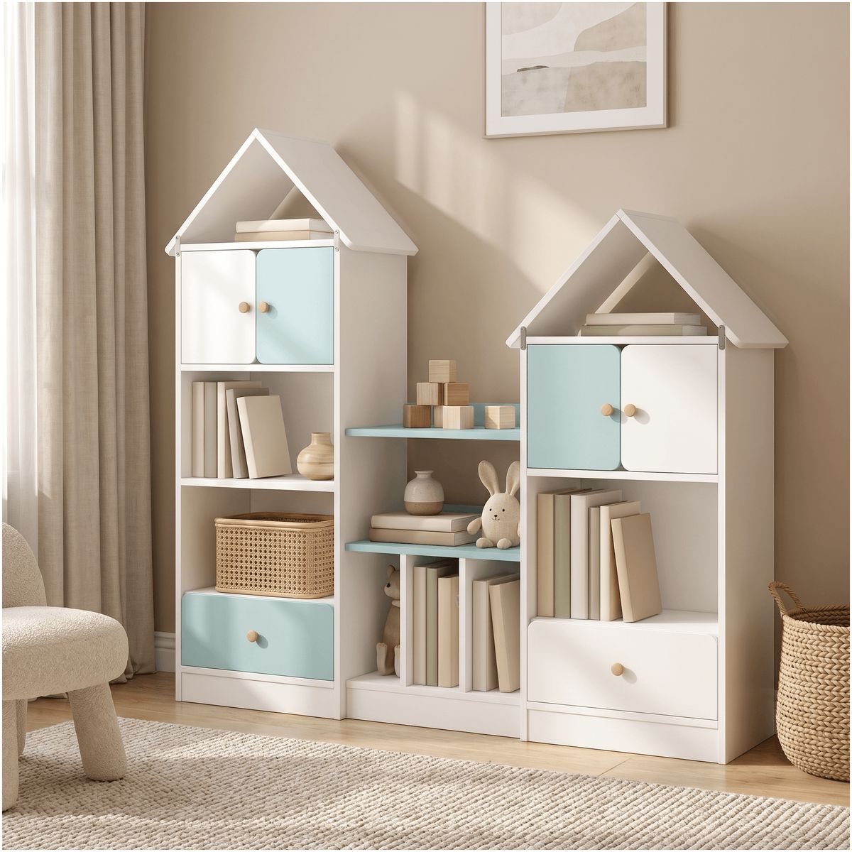 HOMER DESIGN - Librero Biblioteca Infantil Organizador Multiuso 123x24x127