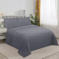 GENERICO - Juego De Sabanas De 200 Hilos Cama 2 Plazas + 2 Fundas - Gris - 2 Plazas