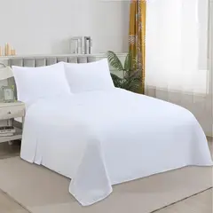 GENERICO - Juego De Sabanas De 200 Hilos Cama 2 Plazas + 2 Fundas - Blanco - 2 Plazas