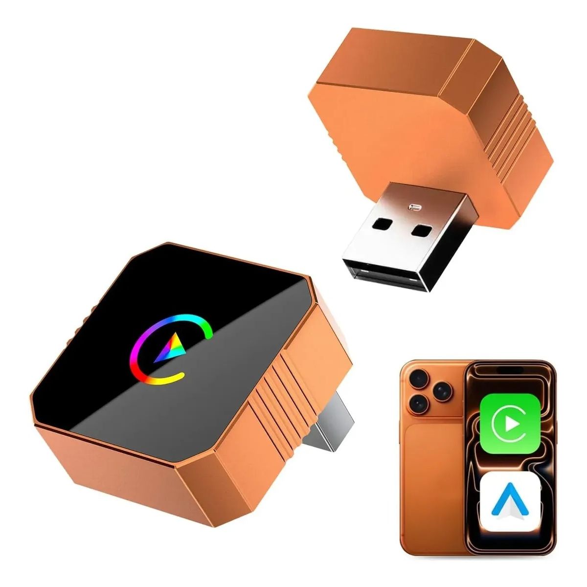 EVERSO - Android Auto/apple Car Play Inalámbrico Adaptador Radio 2026 Naranja