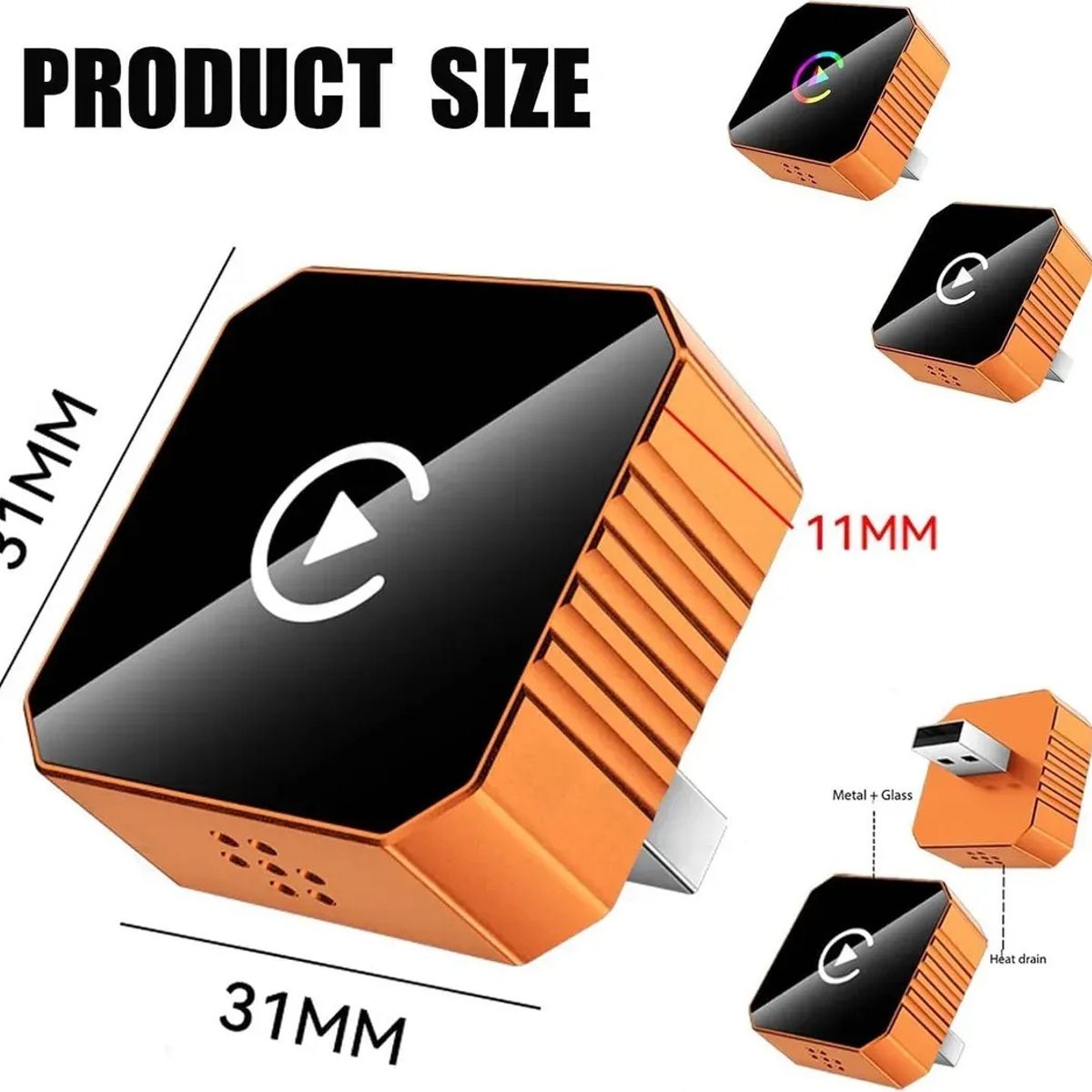 EVERSO - Android Auto/apple Car Play Inalámbrico Adaptador Radio 2026 Naranja