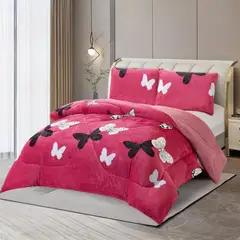 GENERICO - Cobertor De 2 Plazas Plush Liso Con Chiporro + 2 Fundas Almohada - Multicolor - 2 Plazas