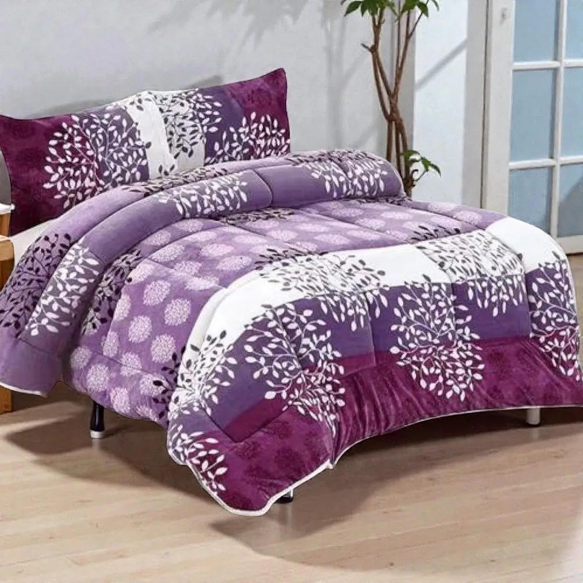 GENERICO - Cobertor De 2 Plazas Plush Liso Con Chiporro + 2 Fundas Almohada - Multicolor - 2 Plazas