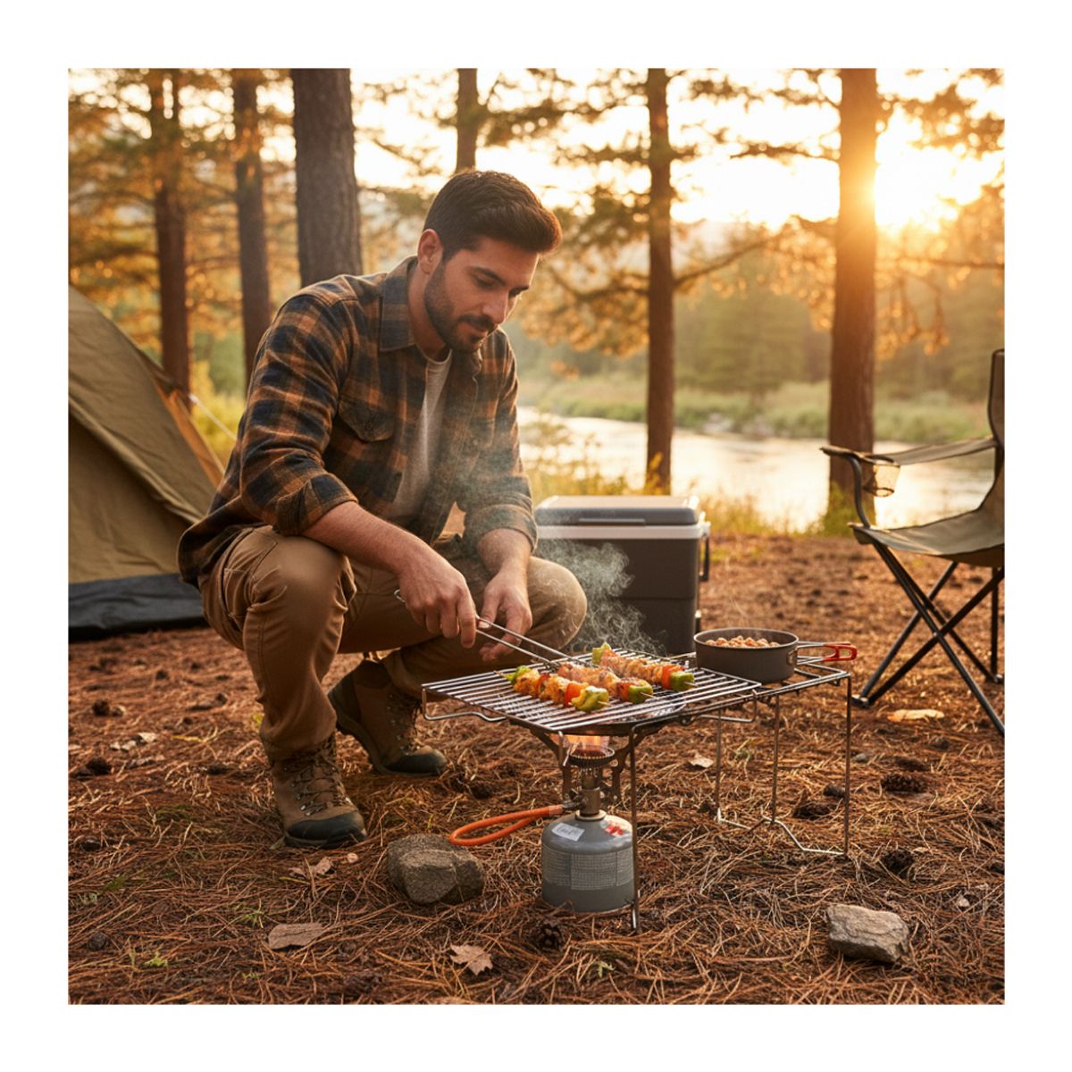 EKOL TACTICA MILITAR - Parrilla Para Asado Camping Cocinilla 1 Pieza Inoxidable