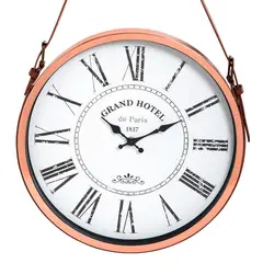VGO - Reloj de pared con correa Cobre 38 cm