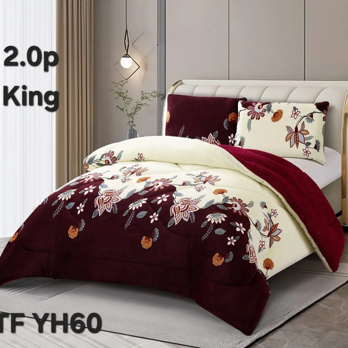 GENERICO - Cubrecama de Invierno Plush con Chiporro 2 Plazas Beige TFYH60
