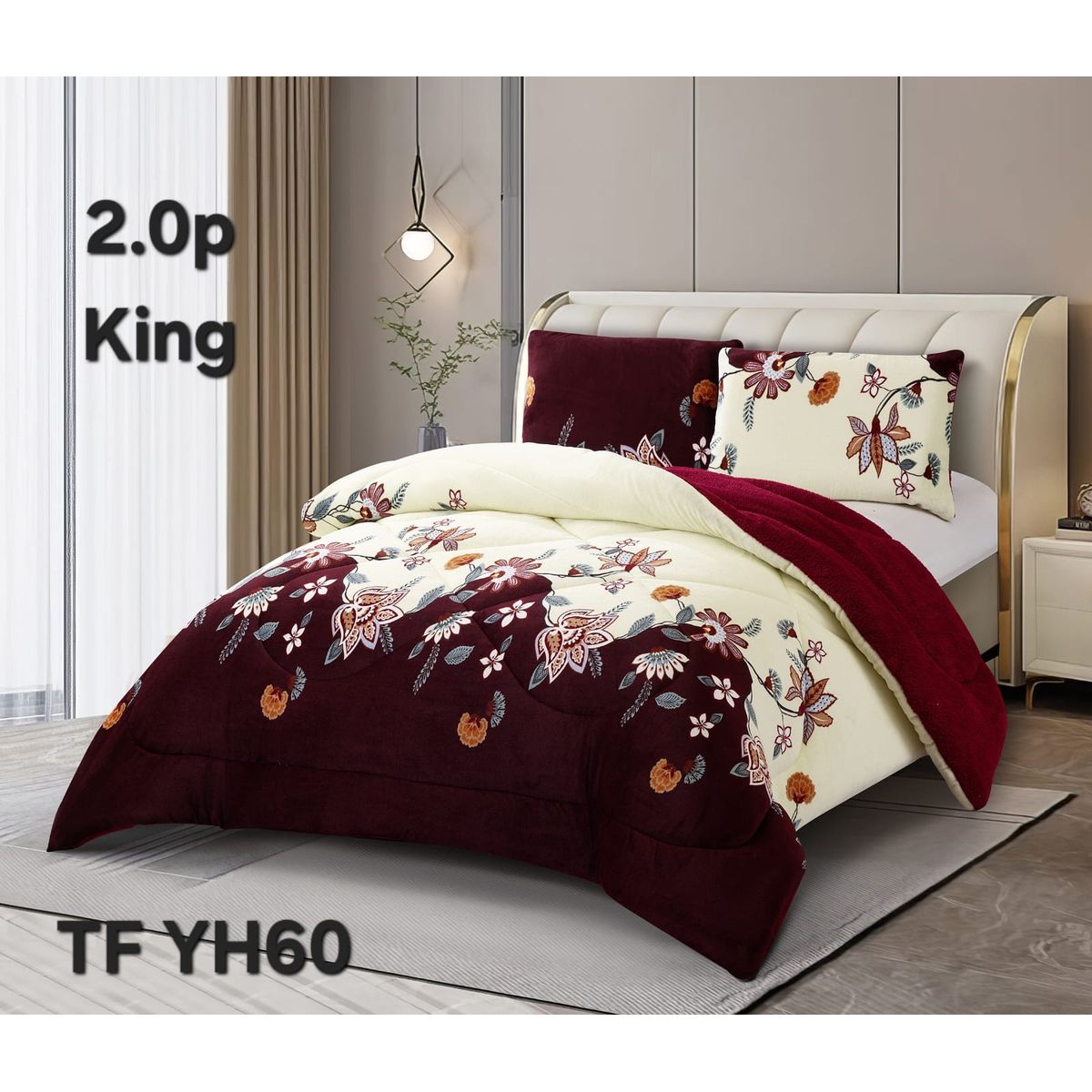 GENERICO - Cubrecama de Invierno Plush con Chiporro 2 Plazas Beige TFYH60