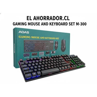 Imagen 2 del producto Kit Gamer AOAS M-300 Teclado Multimedia + Mouse Ergonómico, Iluminación LED RGB y Conexión USB