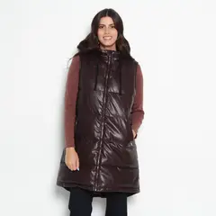 WADOS - PARKA ECOCUERO SIN MANGA CON CIERRE EN DELANTERO Y BOLSILLOS