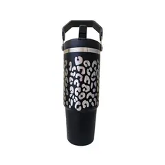 GENERICO - Vaso Térmico Negro 900ml Grabado Láser Animal Print Acero Inoxidable