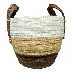 VGO - Canasto de Fibra Seagrass 24x20x20 cm. Natural