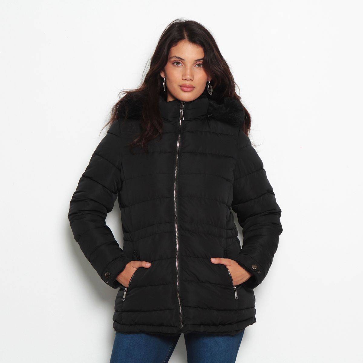 WADOS - PARKA MANGA LARGA CON CAPUCHA Y CIERRE EN DELANTERO