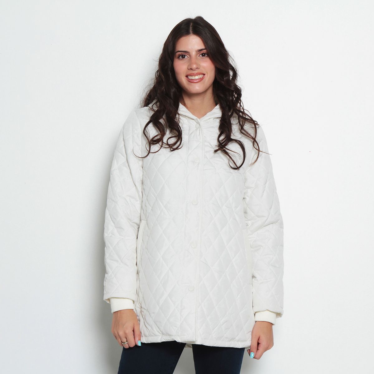 WADOS - PARKA QUILT MANGA LARGA CON CAPUCHA ABROCHADA EN DELANTERO