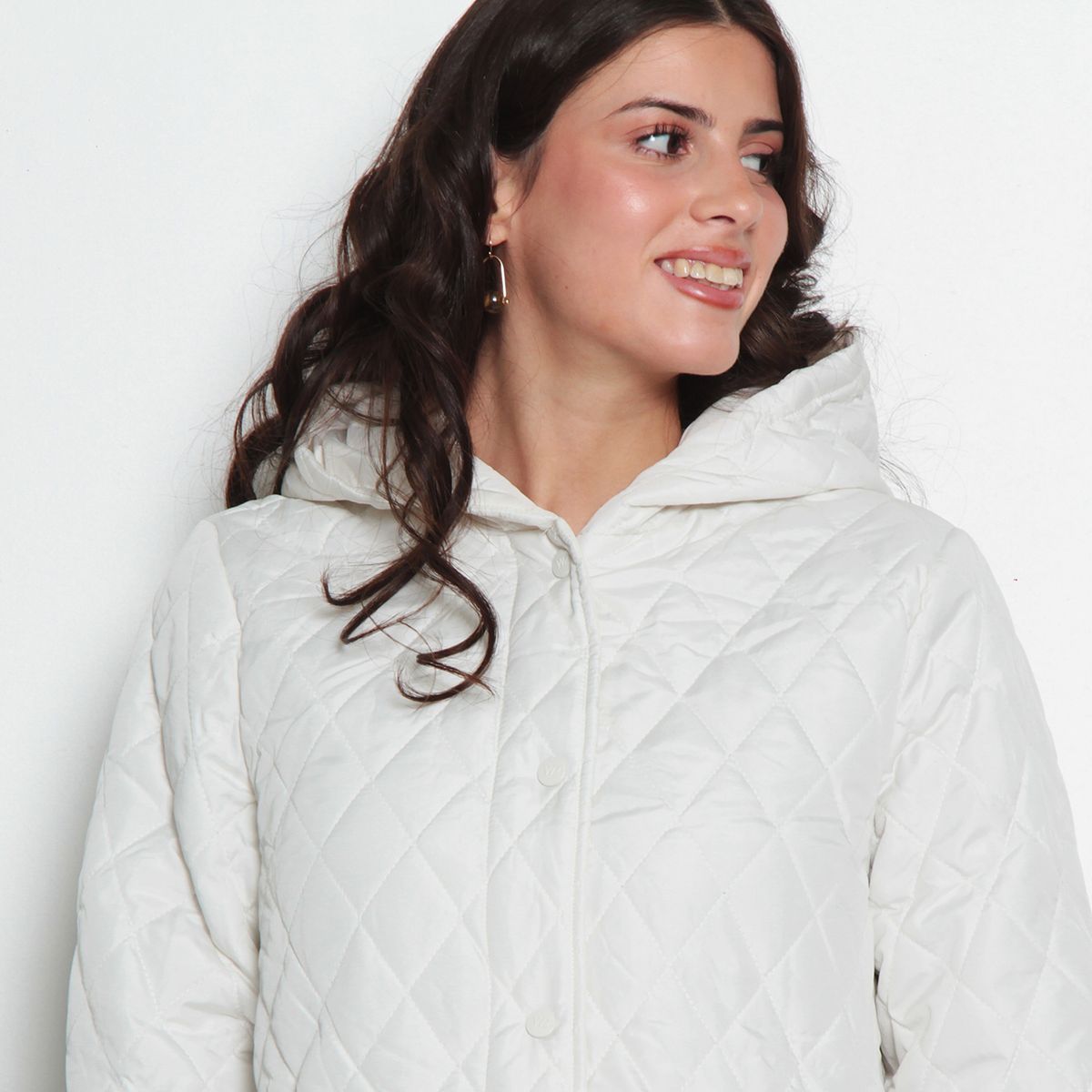 WADOS - PARKA QUILT MANGA LARGA CON CAPUCHA ABROCHADA EN DELANTERO