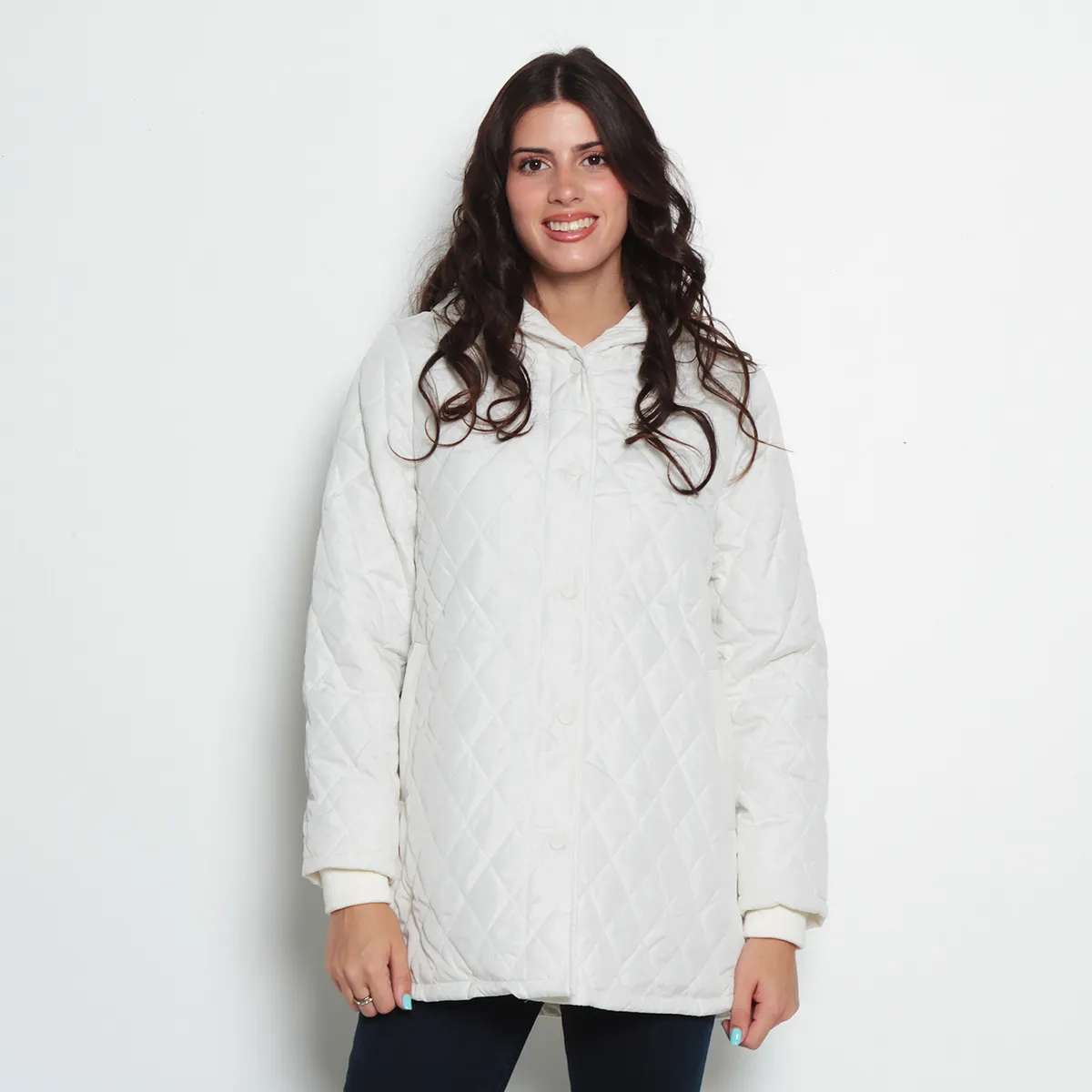 WADOS - PARKA QUILT MANGA LARGA CON CAPUCHA ABROCHADA EN DELANTERO