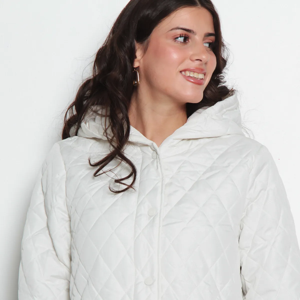 WADOS - PARKA QUILT MANGA LARGA CON CAPUCHA ABROCHADA EN DELANTERO