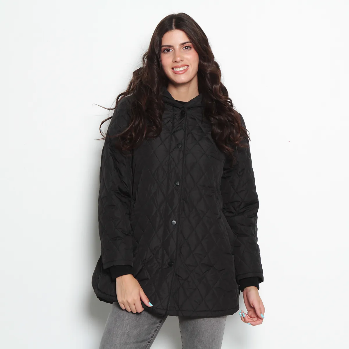 WADOS - PARKA QUILT MANGA LARGA CON CAPUCHA ABROCHADA EN DELANTERO