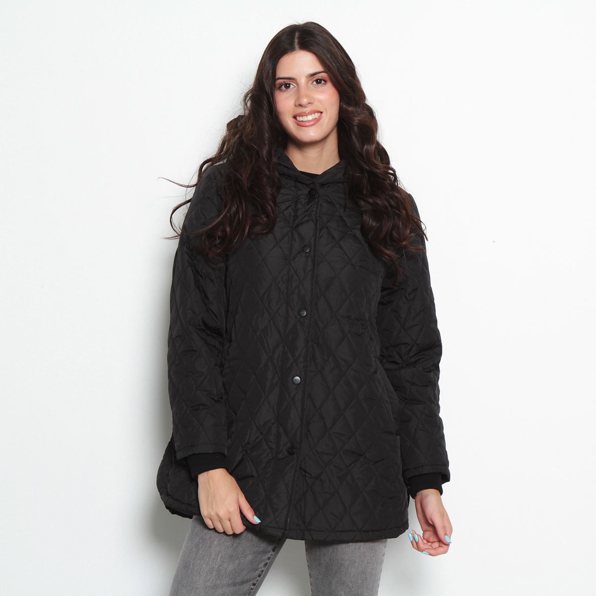 WADOS - PARKA QUILT MANGA LARGA CON CAPUCHA ABROCHADA EN DELANTERO
